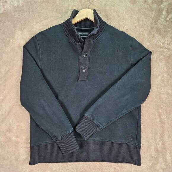 Club Monaco Sweater Shawl Collar Embroidered Logo Black Long Sleeve Men's Size L - Picture 1 of 14